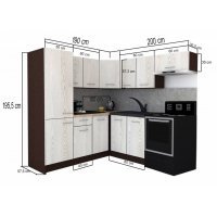 Bucatarie de Colt GENA NEW 10 ST. 190-200, Fara Corp de Cuptor, Wenge / Decor 8509